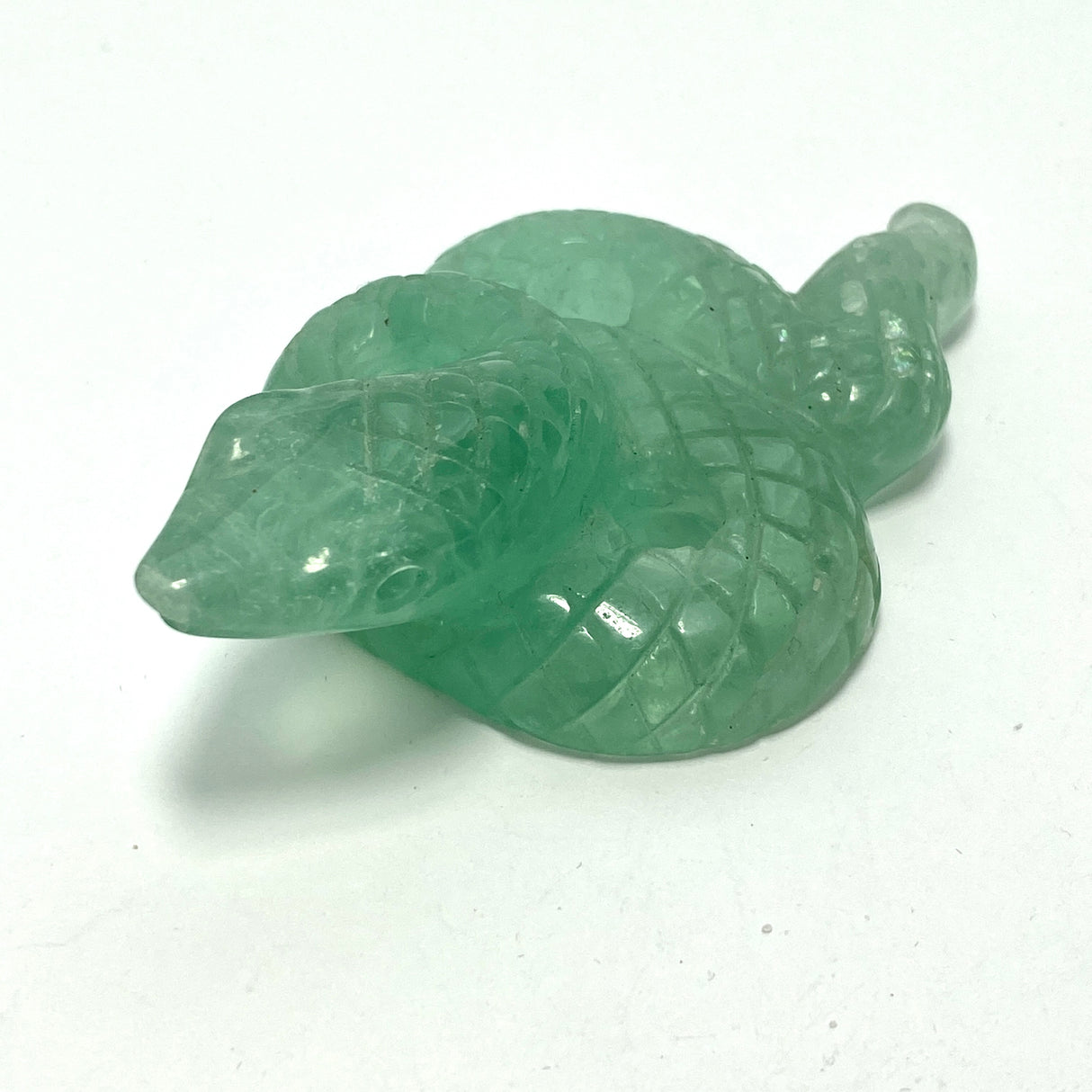 Green Fluorite Snake with head up GFLS-01