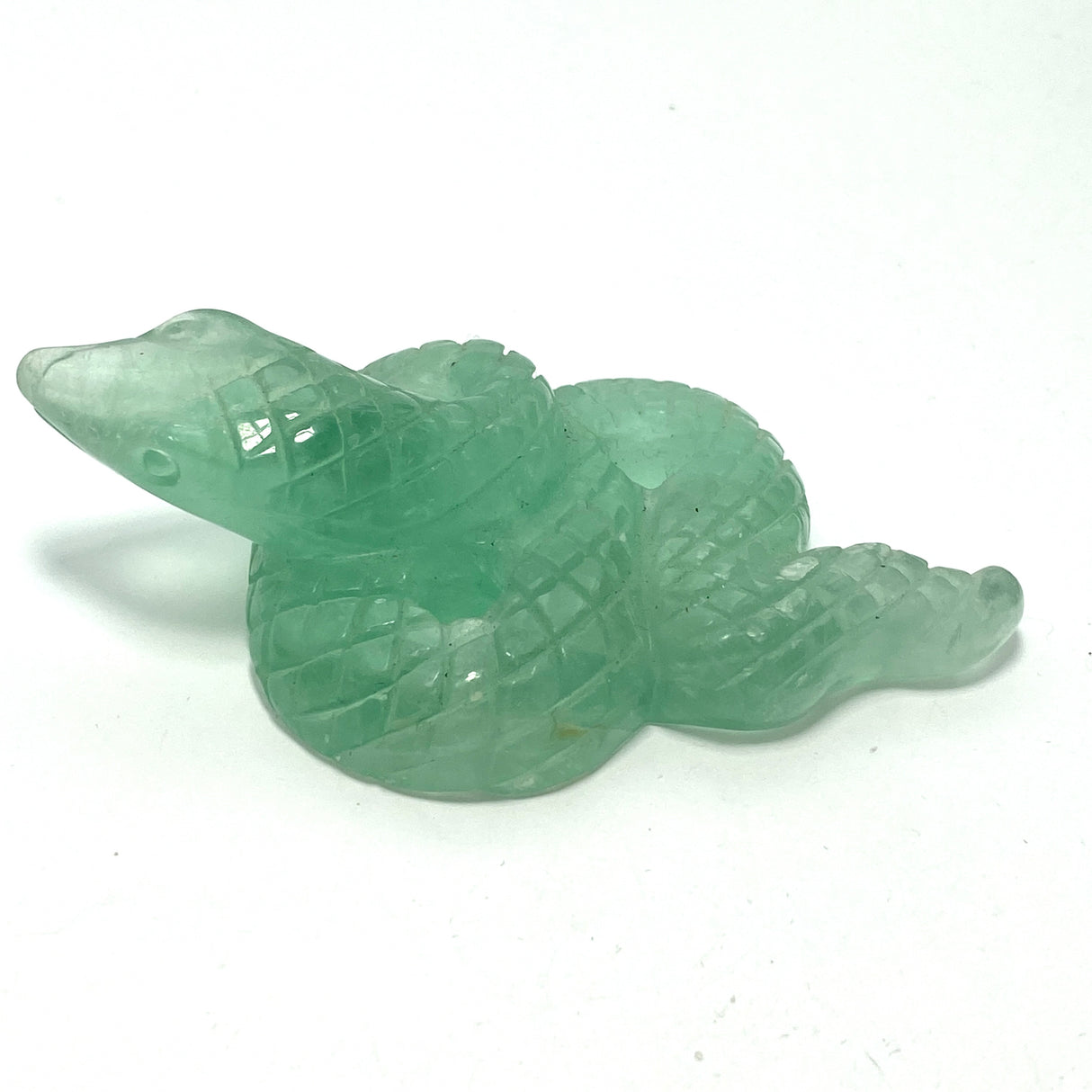 Green Fluorite Snake with head up GFLS-01