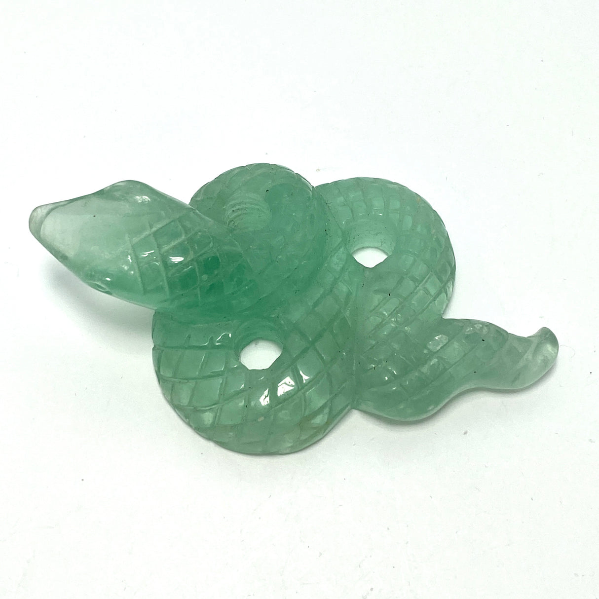 Green Fluorite Snake with head up GFLS-01