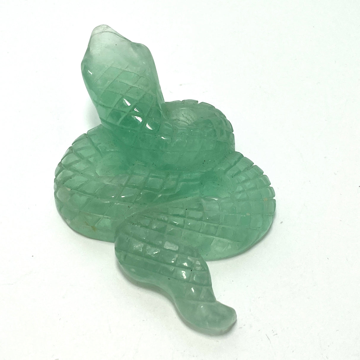 Green Fluorite Snake with head up GFLS-01