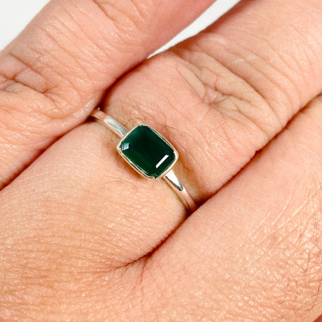 Green Onyx Rectangular Faceted Fine Band Ring R3793-GO - Nature's Magick