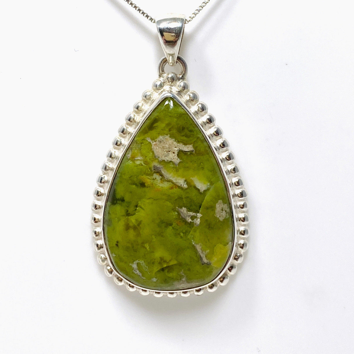 Green Opal (Madagascar) Teardrop Pendant in a Decorative Setting KPGJ4545 - Nature's Magick