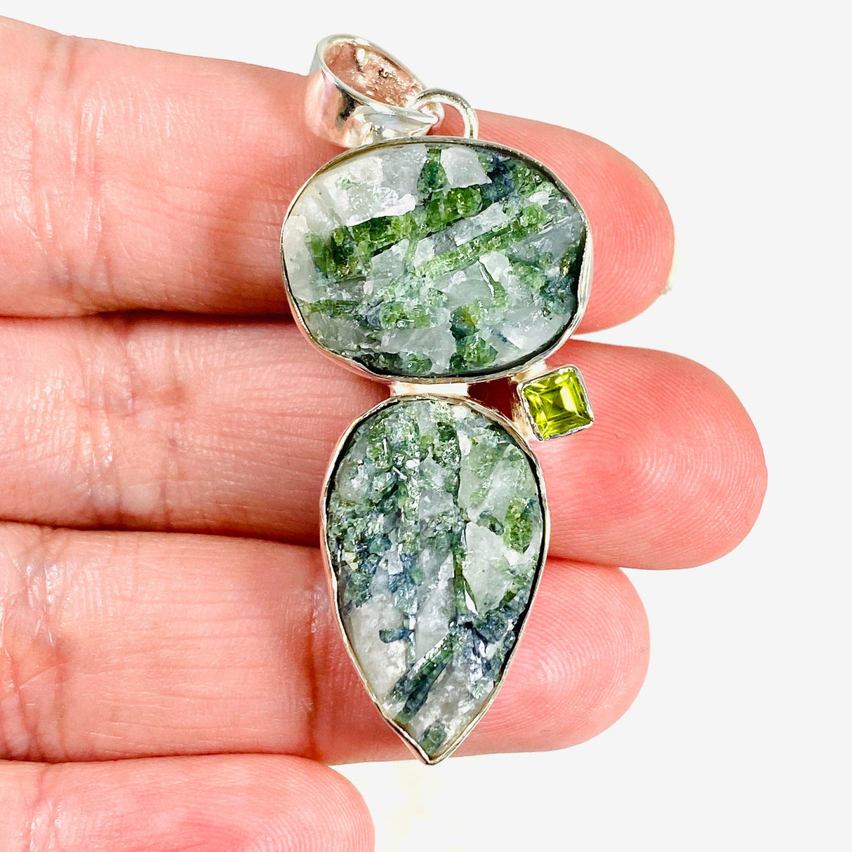 Green Tourmaline and Peridot Multi Stone Pendant KPGJ4109 - Nature's Magick