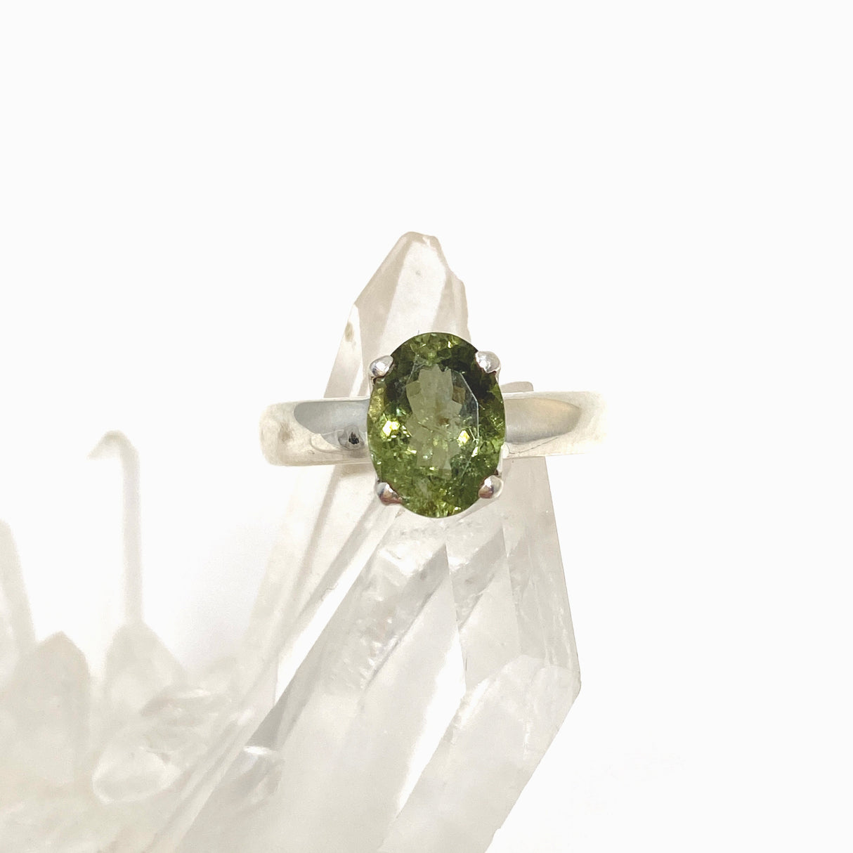 Green Tourmaline Oval Faceted Ring Size 6.5 PRGJ543