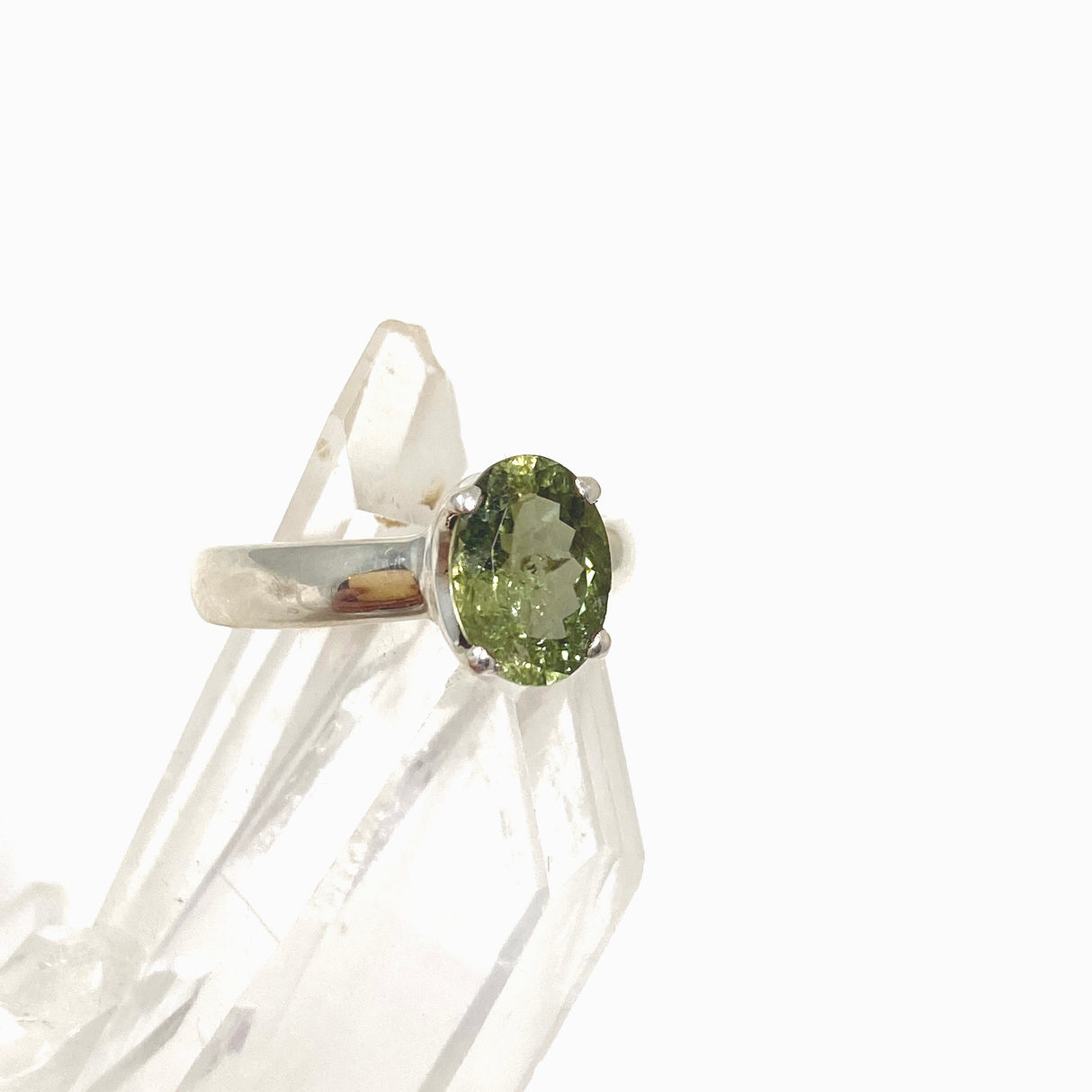 Green Tourmaline Oval Faceted Ring Size 6.5 PRGJ543