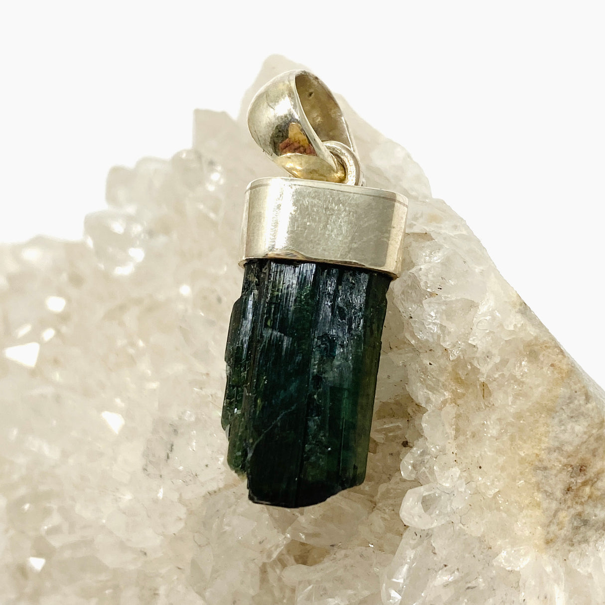 Green Tourmaline Raw Crystal Pendant PPGJ926