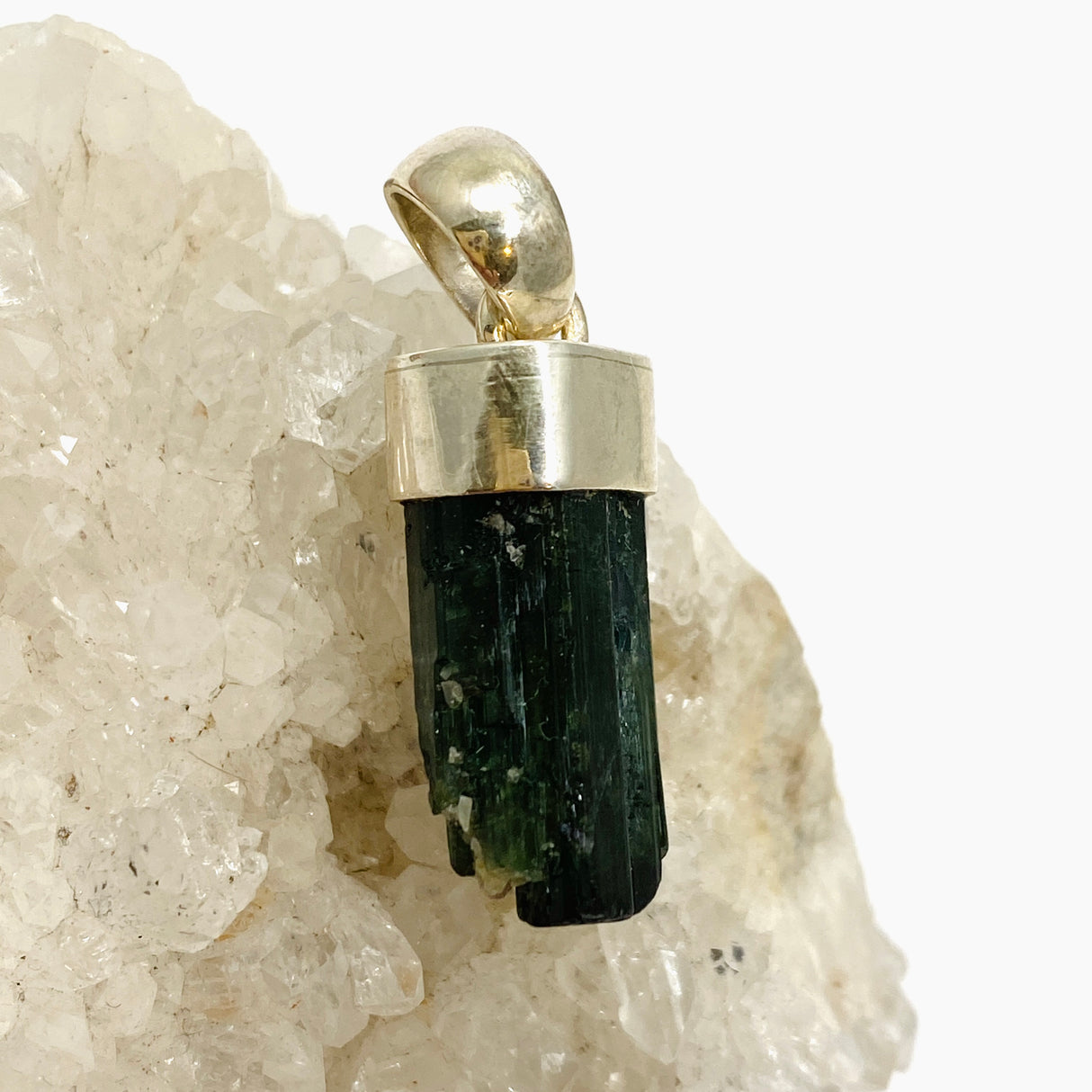 Green Tourmaline Raw Crystal Pendant PPGJ926