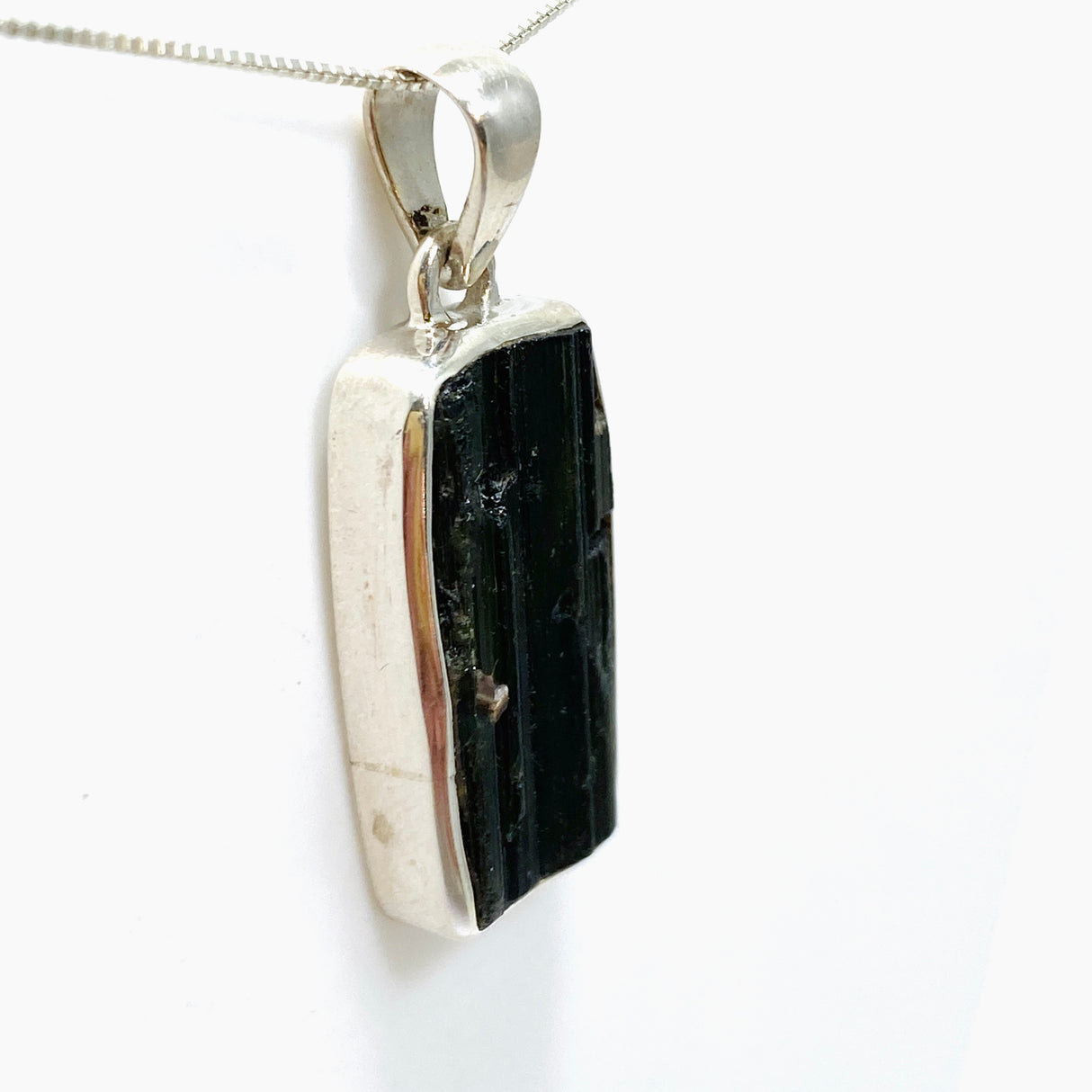 Green Tourmaline Rectangular Raw Pendant PPGJ924