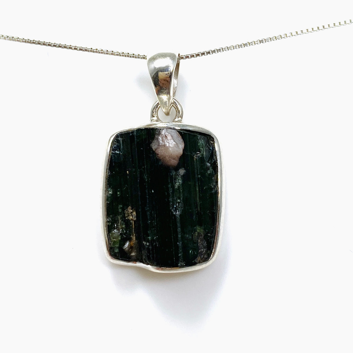 Green Tourmaline Rectangular Raw Pendant PPGJ925