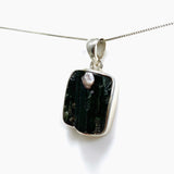 Green Tourmaline Rectangular Raw Pendant PPGJ925