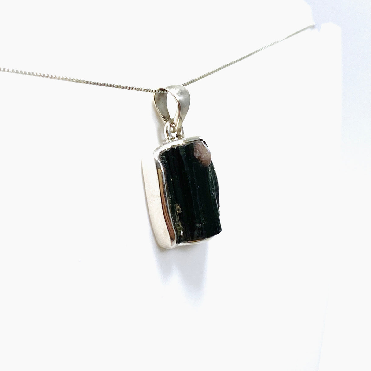 Green Tourmaline Rectangular Raw Pendant PPGJ925