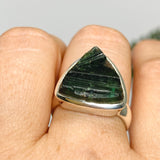 Green Tourmaline Triangular Raw Ring Size 8 PRGJ719