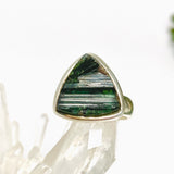 Green Tourmaline Triangular Raw Ring Size 8 PRGJ719