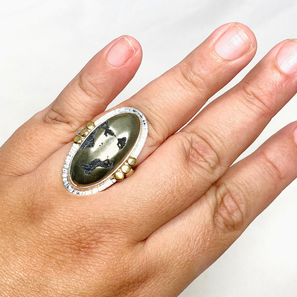 Healer's Gold Oval Ring with Brass Accents Size 11 KRGJ3196 - Nature's Magick