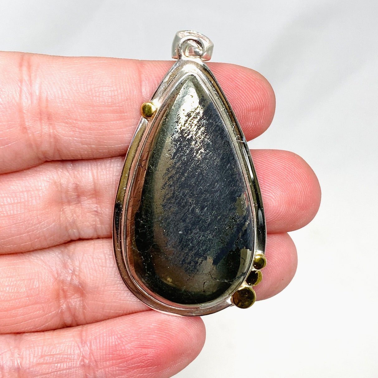 Healer's Gold Teardrop Pendant with Brass Accents KPGJ4379 - Nature's Magick