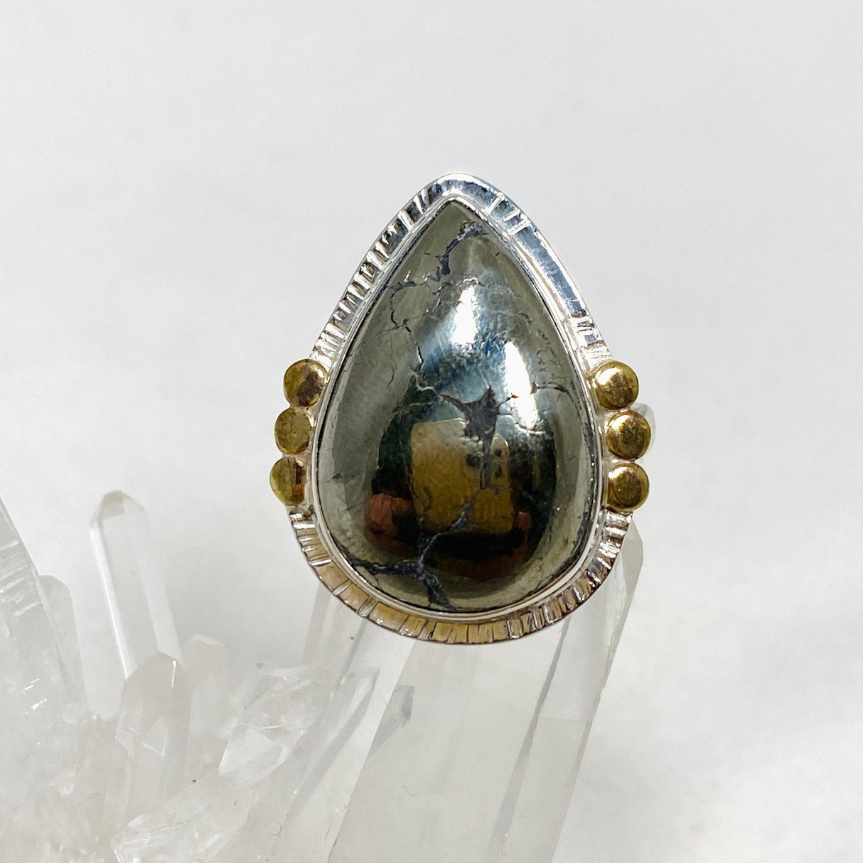 Healer's Gold Teardrop Ring with Brass Accents Size 10 KRGJ3197 - Nature's Magick