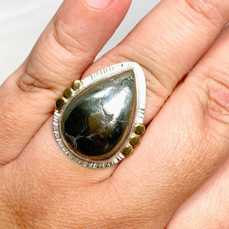 Healer's Gold Teardrop Ring with Brass Accents Size 10 KRGJ3197 - Nature's Magick