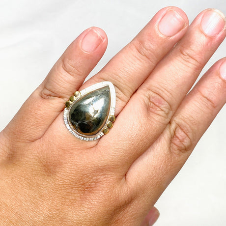 Healer's Gold Teardrop Ring with Brass Accents Size 10 KRGJ3197 - Nature's Magick