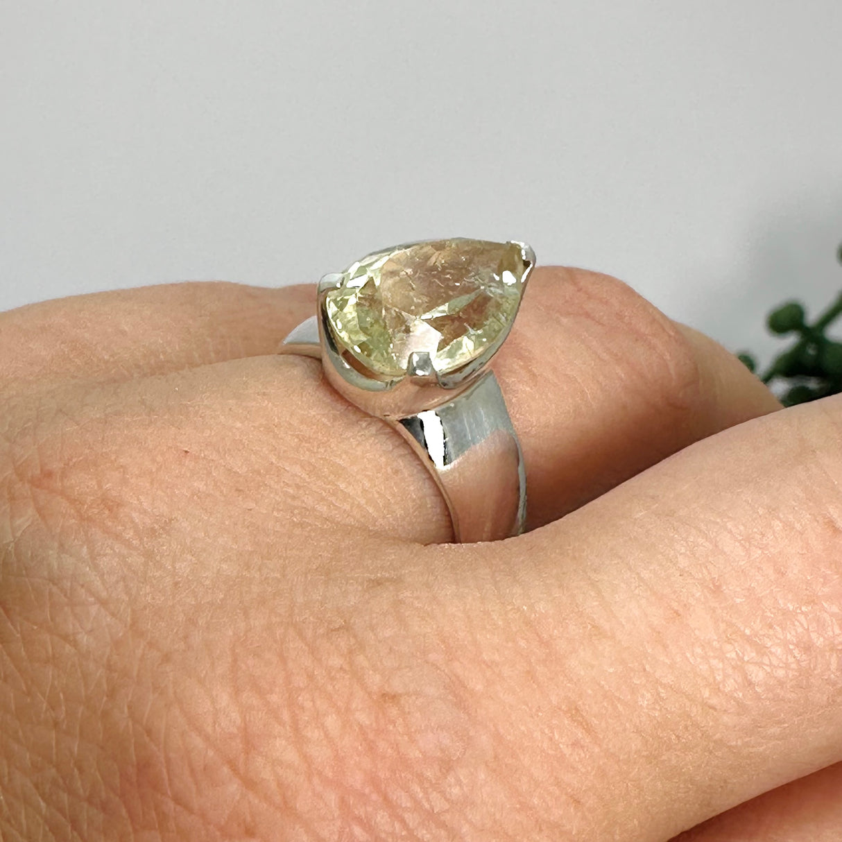 Heliodor Teardrop Faceted Ring Size 7.5 PRGJ777