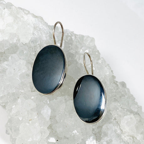 Hematite Oval Fixed Hook Earrings KEGJ1098 - Nature's Magick