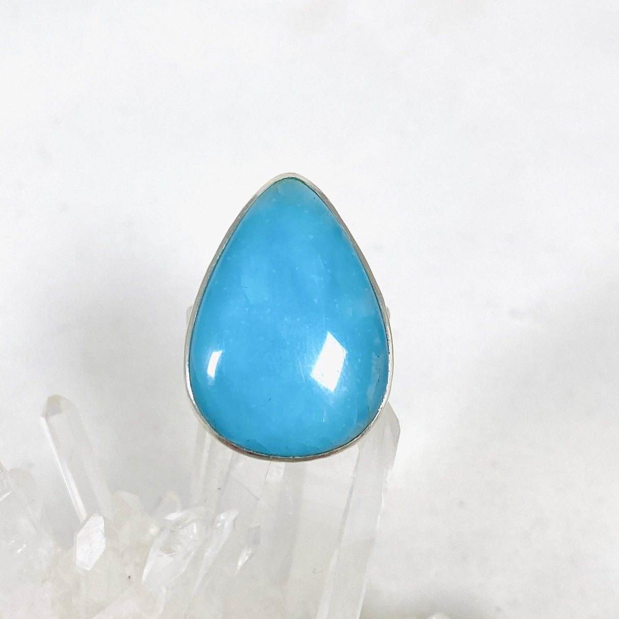 Hemimorphite Teardrop Hammered Band Ring Size 9 KRGJ3117 - Nature's Magick