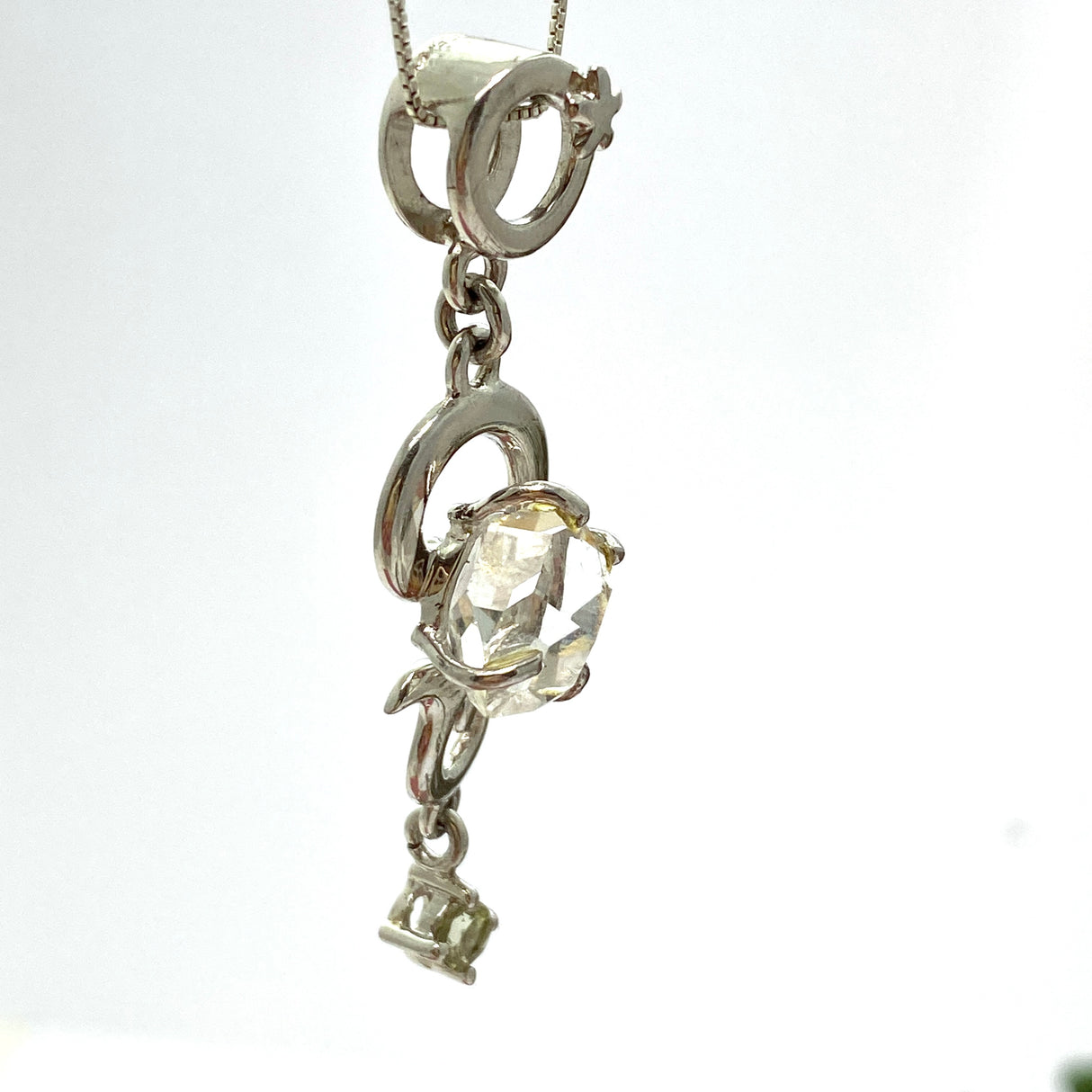 Herkimer Diamond and Peridot Pendant CC175ORM