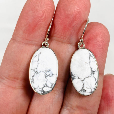 Howlite Oval Earrings KEGJ1437 - Nature's Magick