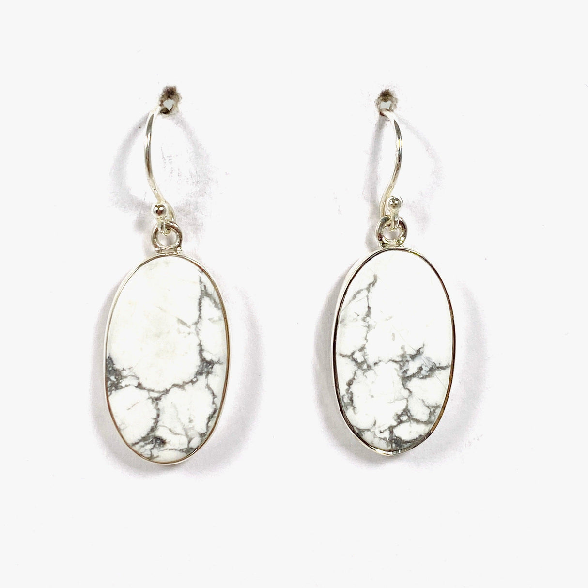 Howlite Oval Earrings KEGJ1437 - Nature's Magick