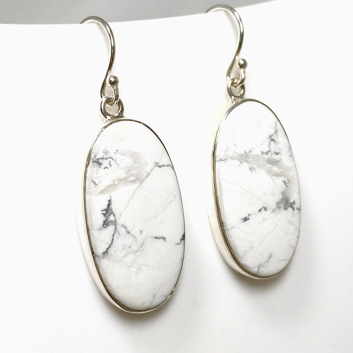 Howlite Oval Earrings KEGJ1488 - Nature's Magick