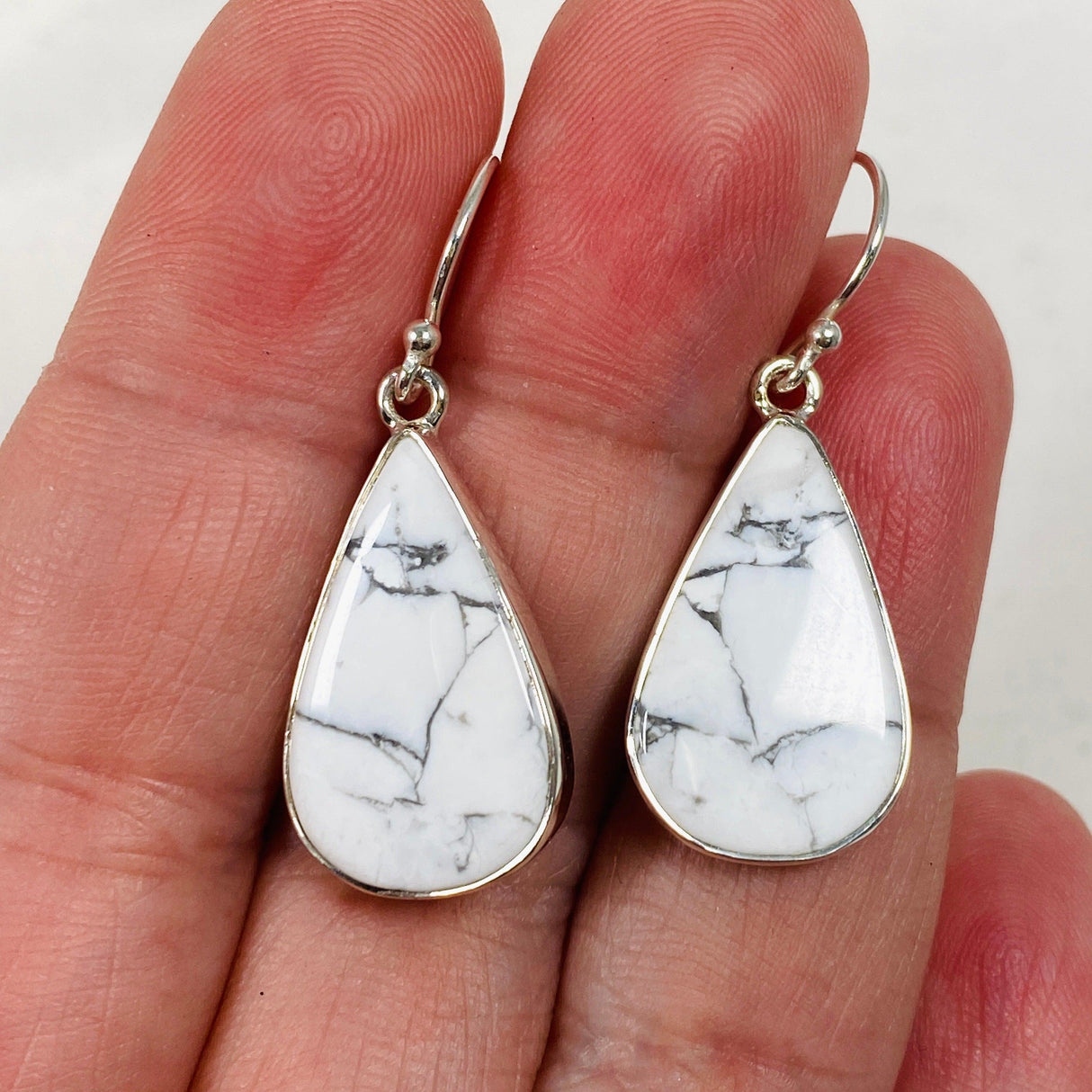 Howlite Teardrop Earrings KEGJ1440 - Nature's Magick