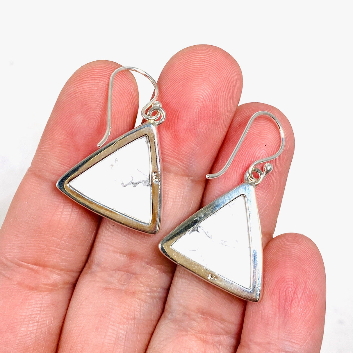 Howlite Triangular Earrings KEGJ1439 - Nature's Magick