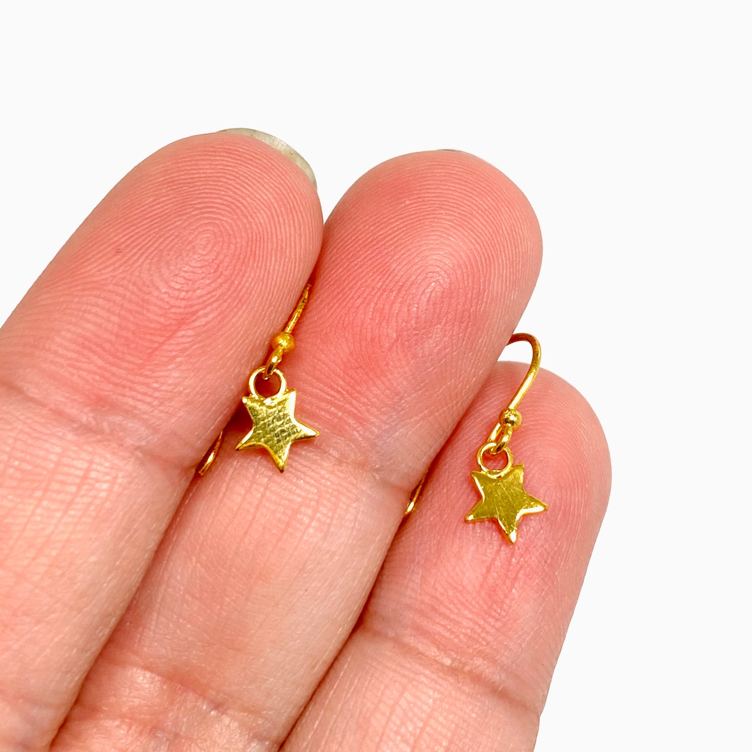 Gold Plated Star Drop Earrings SE038-YG