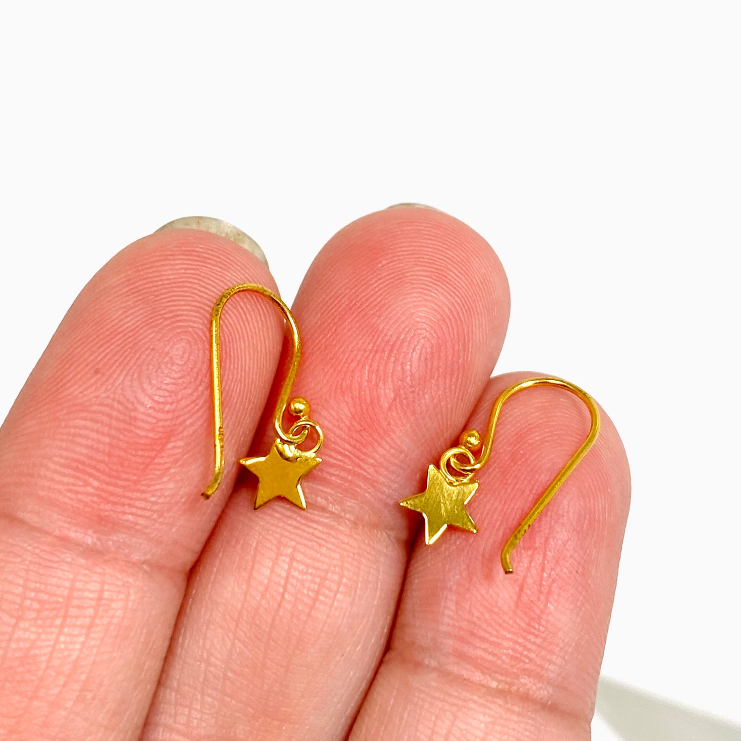 Gold Plated Star Drop Earrings SE038-YG