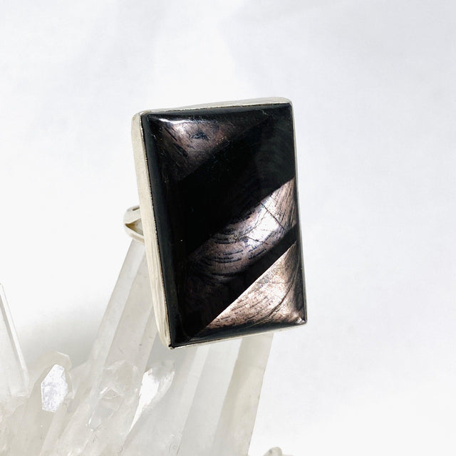 Hypersthene Rectangle Split Band Ring Size 7 KRGJ3153 - Nature's Magick