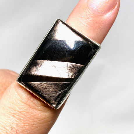 Hypersthene Rectangle Split Band Ring Size 7 KRGJ3153 - Nature's Magick