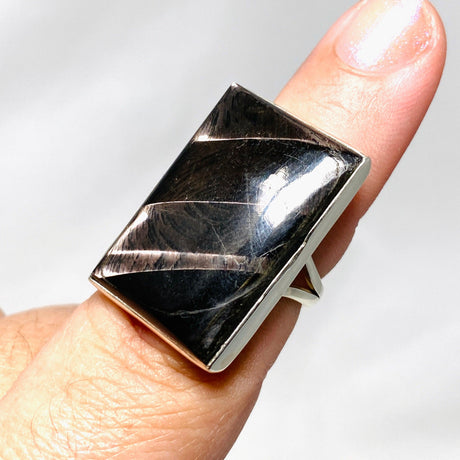 Hypersthene Rectangle Split Band Ring Size 7 KRGJ3153 - Nature's Magick