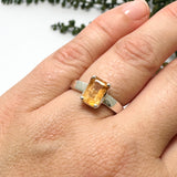 Imperial Topaz Rectangular Faceted Ring Size 6.5 PRGJ766