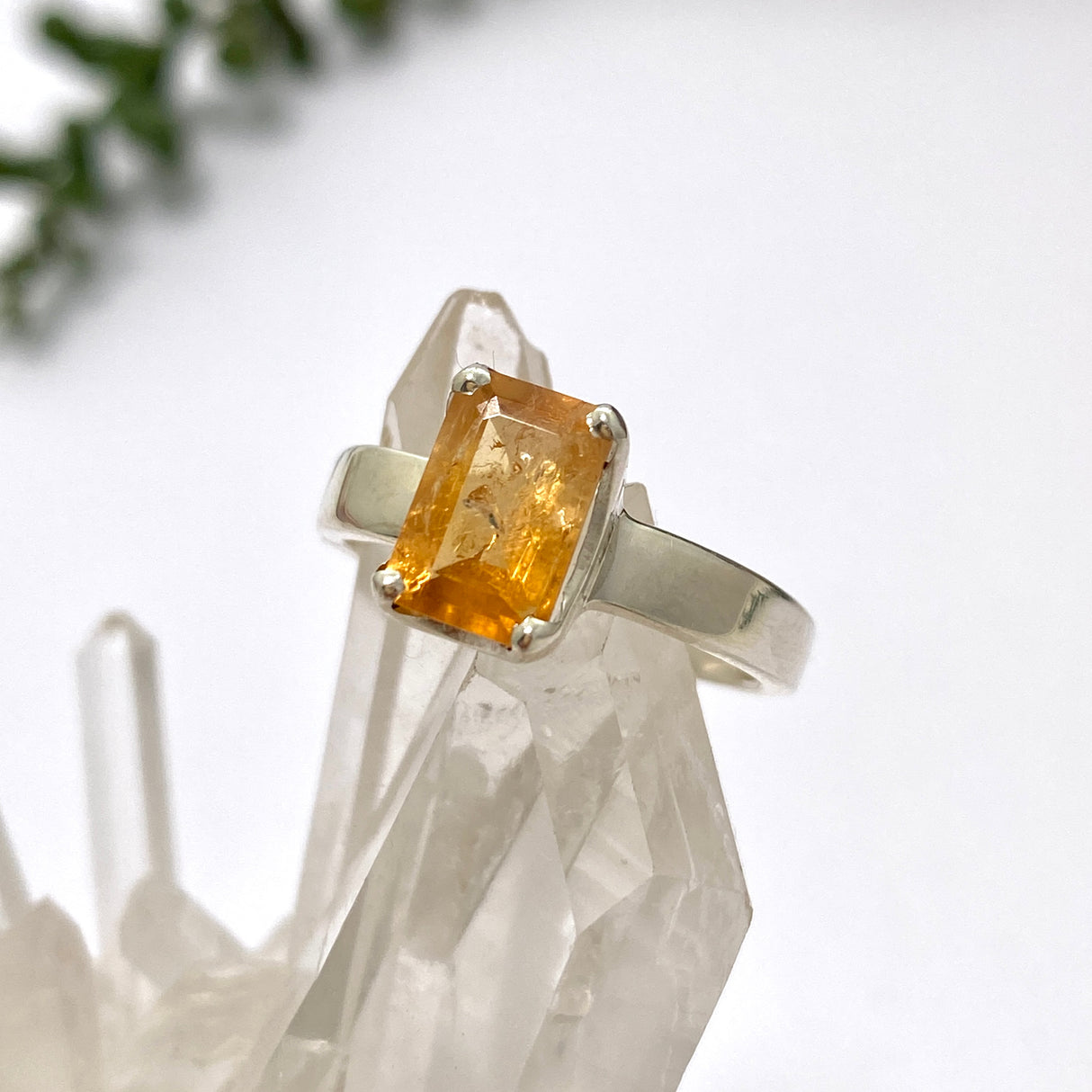 Imperial Topaz Rectangular Faceted Ring Size 6.5 PRGJ766