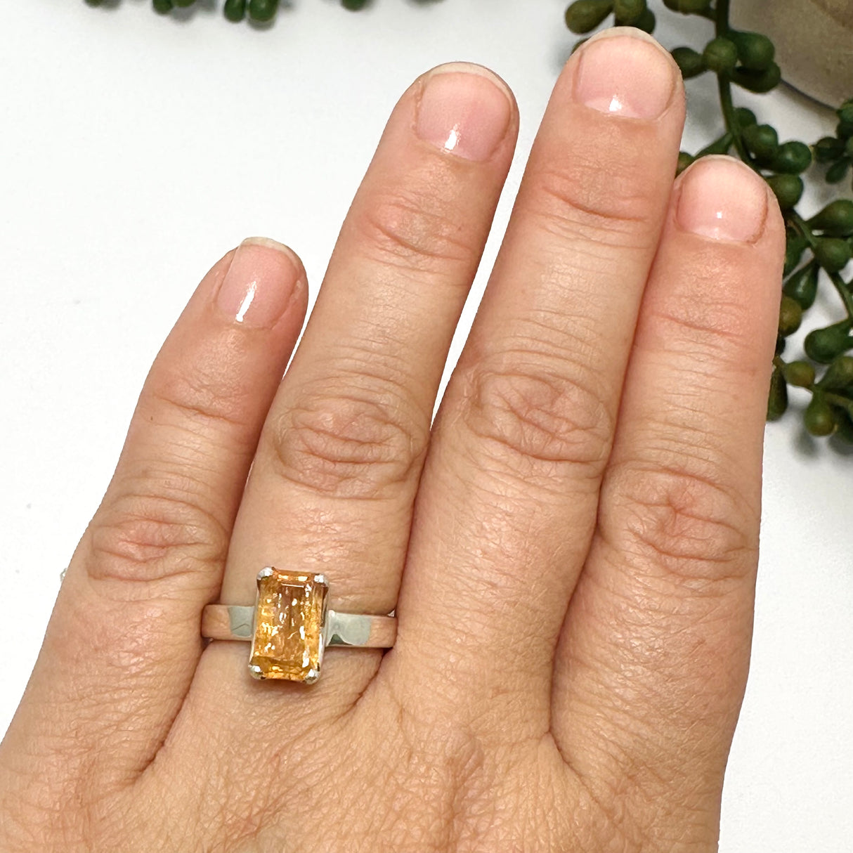 Imperial Topaz Rectangular Faceted Ring Size 7 PRGJ767