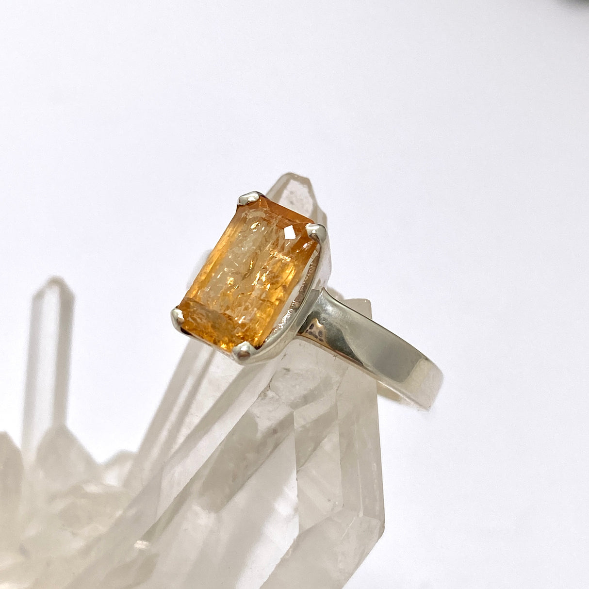 Imperial Topaz Rectangular Faceted Ring Size 7 PRGJ767