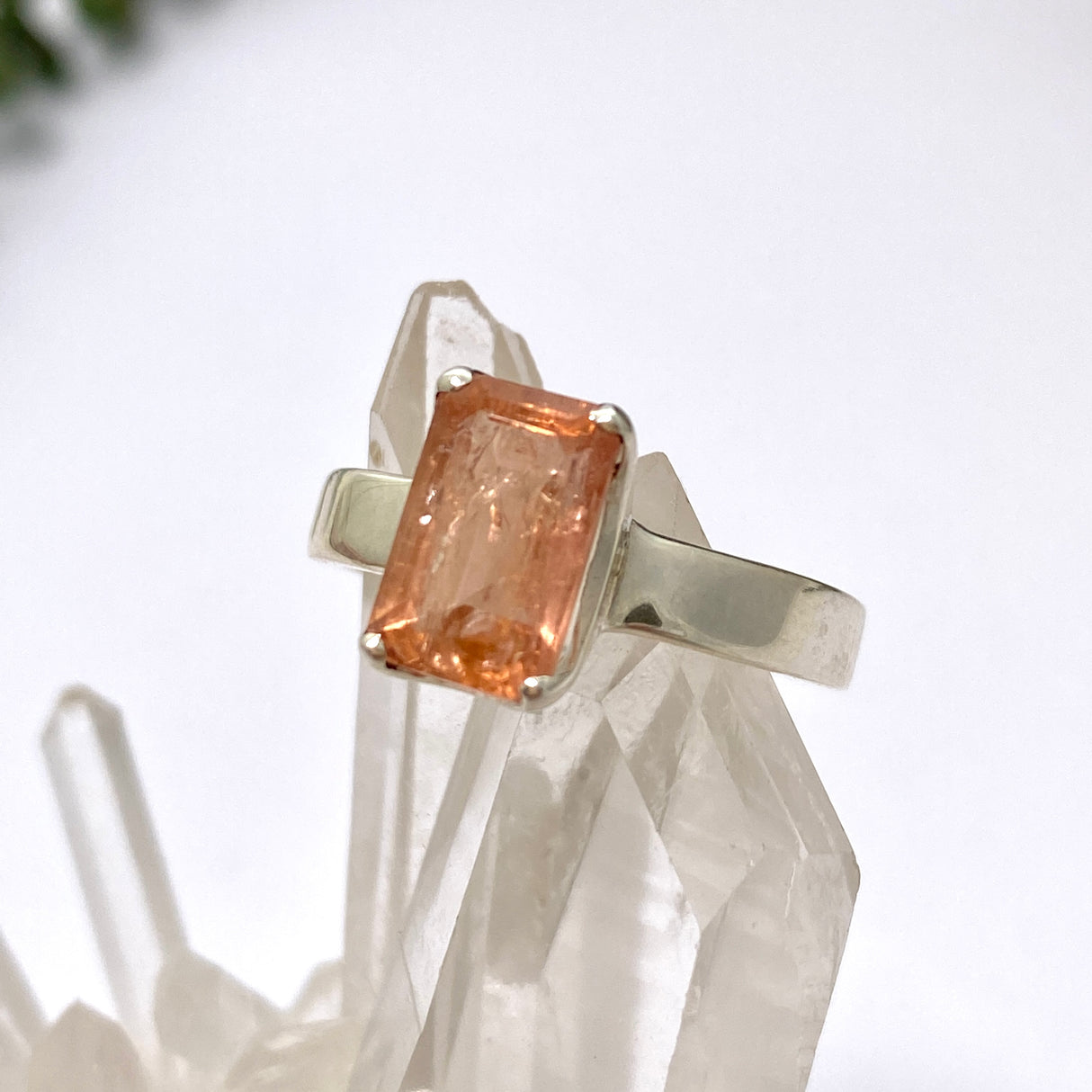 Imperial Topaz Rectangular Faceted Ring Size 7 PRGJ768