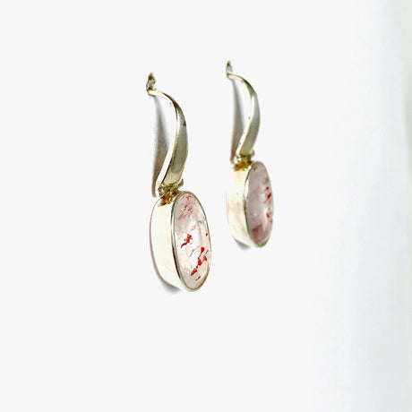 Inclusion Quartz Oval Earrings PEGJ102 - Nature's Magick