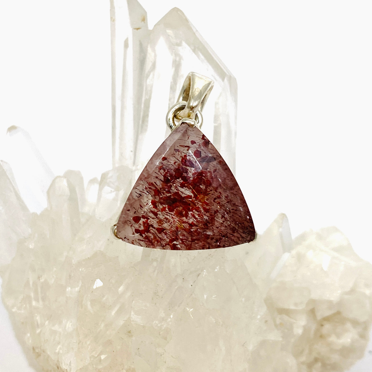 Lepidicrocite in Quartz (Inclusion Quartz) Triangular Faceted Pendant PPGJ899