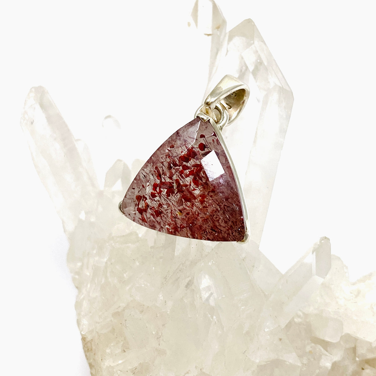 Lepidicrocite in Quartz (Inclusion Quartz) Triangular Faceted Pendant PPGJ899