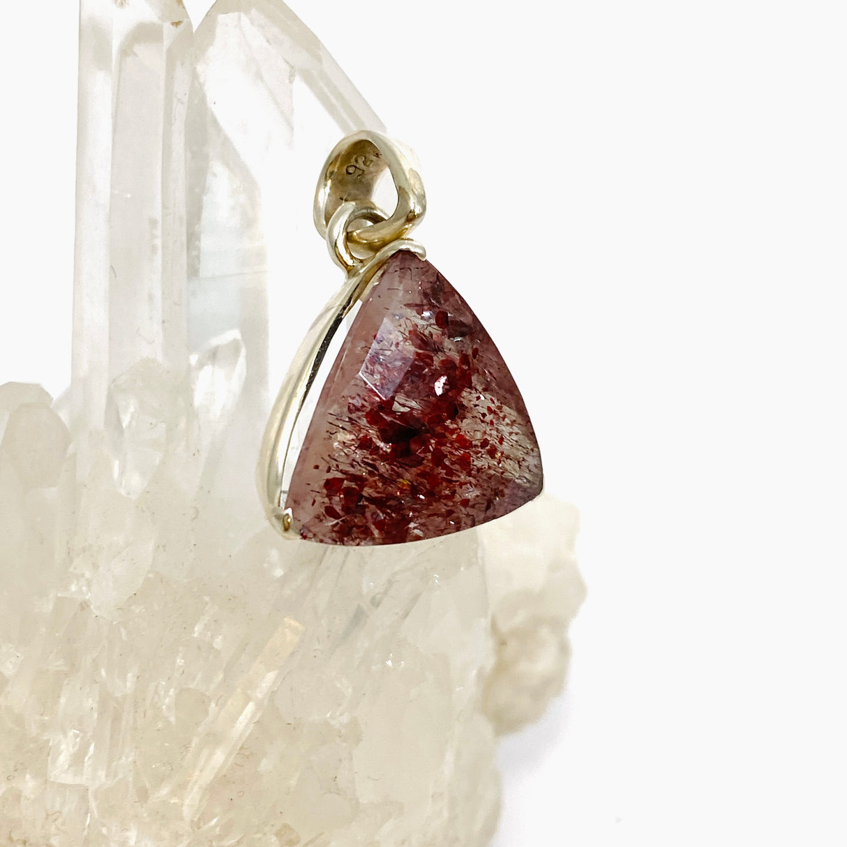 Lepidicrocite in Quartz (Inclusion Quartz) Triangular Faceted Pendant PPGJ899