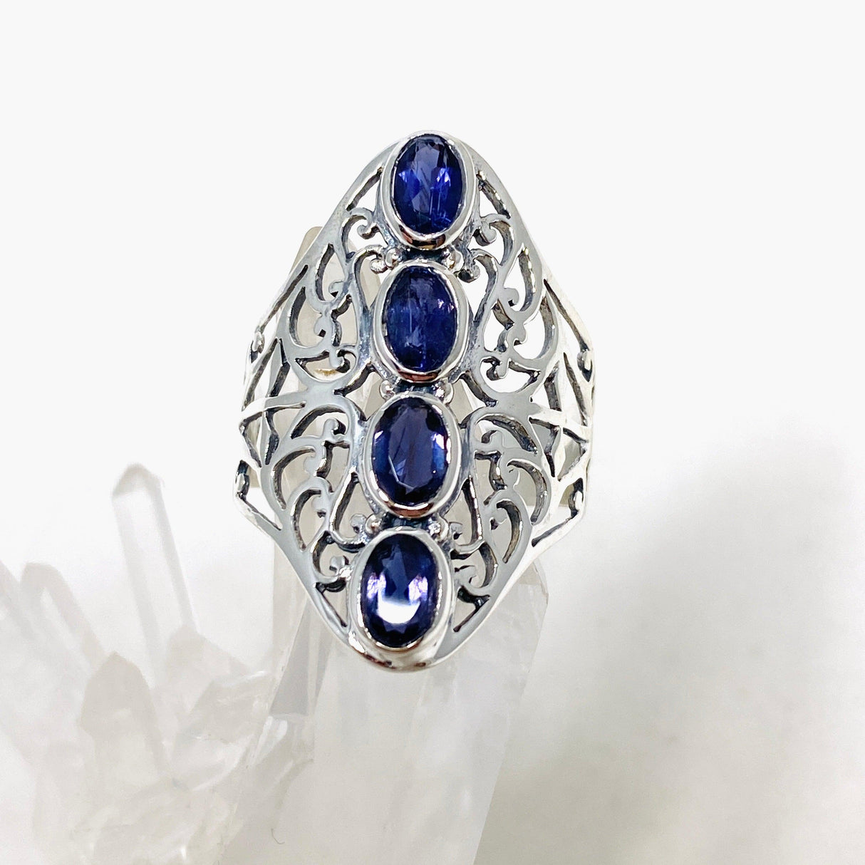 Iolite Faceted Multi-stone Filigree Ring R3608 - Nature's Magick