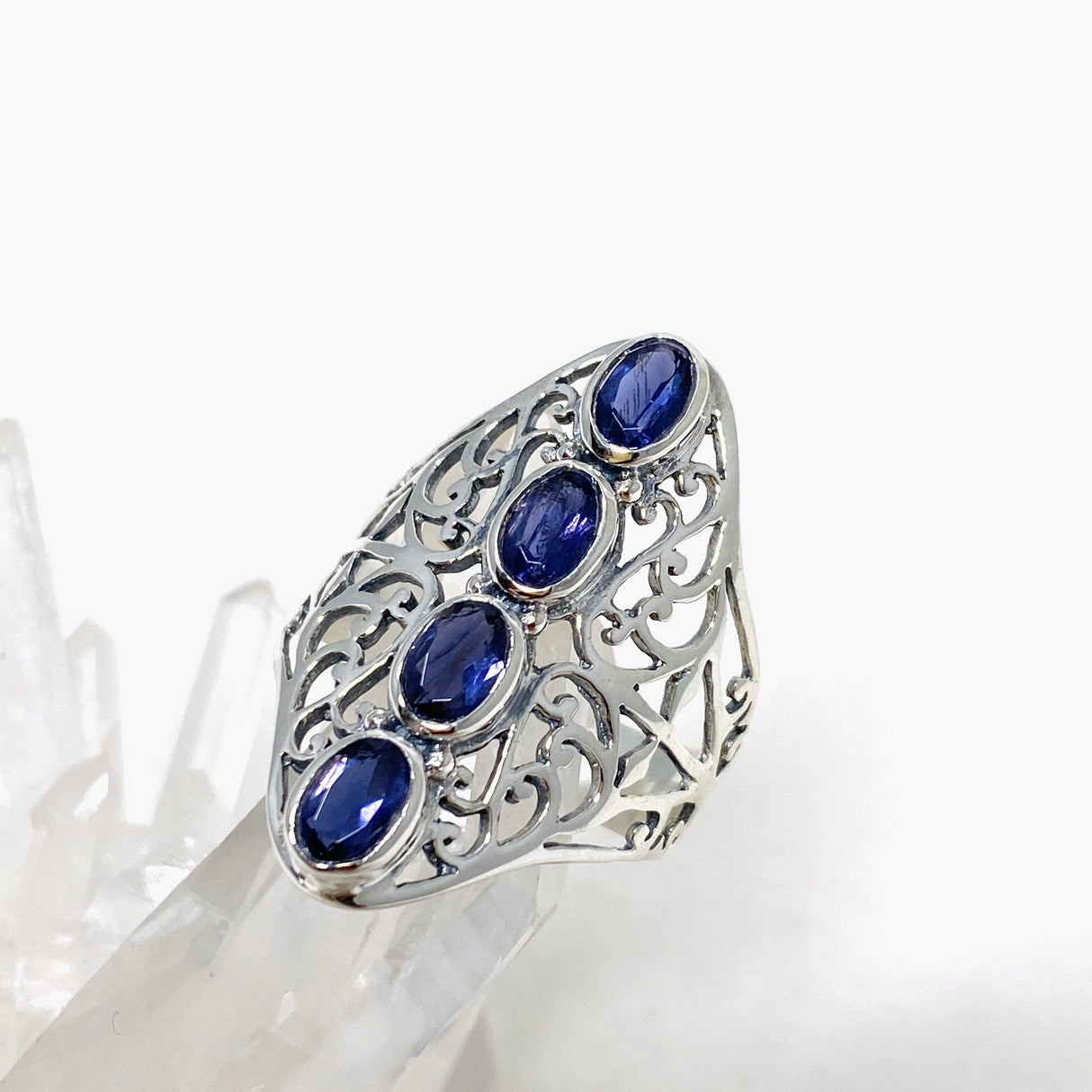 Iolite Faceted Multi-stone Filigree Ring R3608 - Nature's Magick