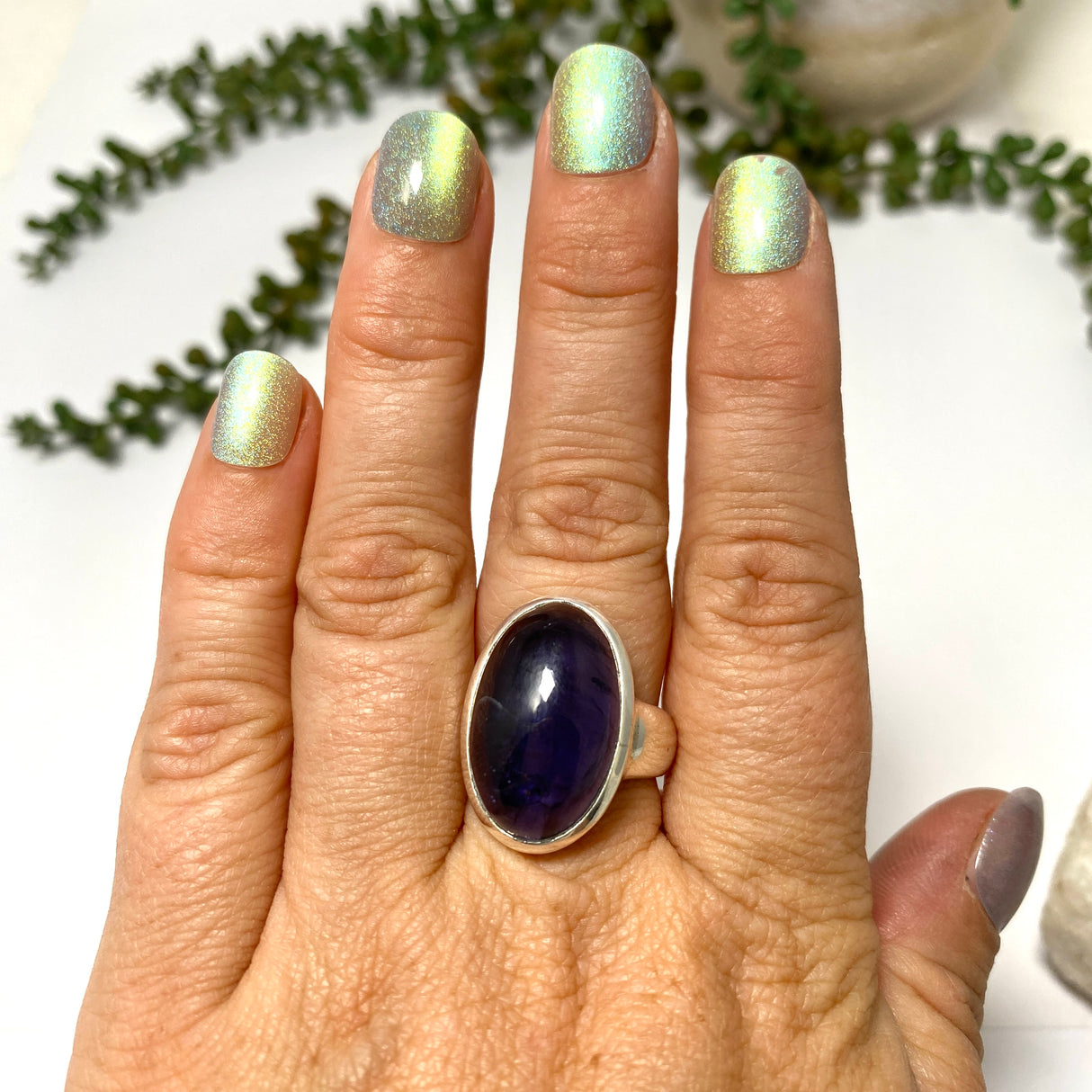 Iolite Oval Cabochon Ring Size 8 PRGJ655