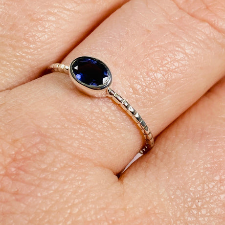 Iolite Oval Faceted Gemstone with fine Sterling Silver Ring