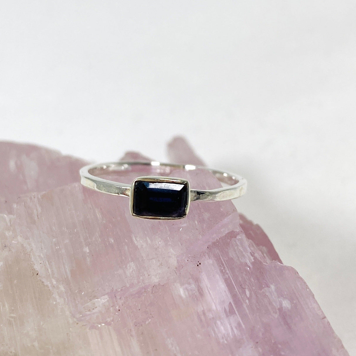 Iolite Rectangular Faceted Fine Band Ring R3793-IOL - Nature's Magick